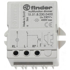 Finder 155182300400 Dimer za montažo šasija ali doze, postopno dimer, funkcija pomnilnika, max. 400 W, za 230 V AC
