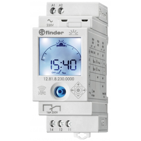 Finder 128182300000 Reloj de control para instalación de serie, Astroprogramm, Wechsler 16 A, para 230 V AC