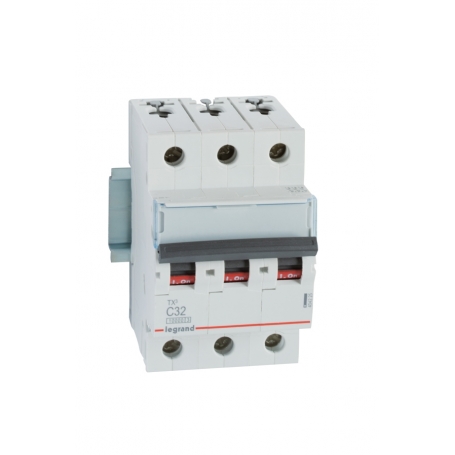 Legrand 404225 TX3 C-characteristic circuit breaker, 32A, 3-pole, 10kA, 400VAC, 3TE