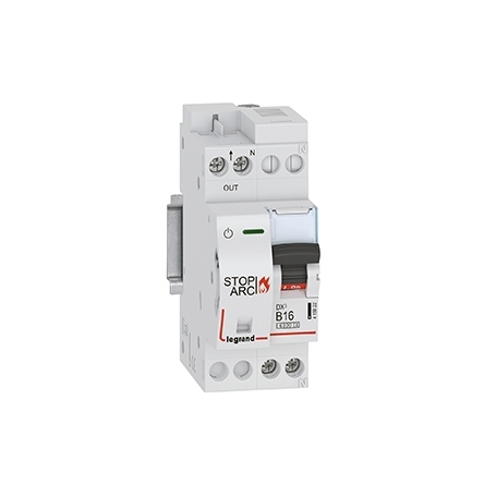 Legrand 415922 DX3 AFDD fire protection switch with LS switch B16 A, 1P+NR, 6kA, 230VAC, 2TE