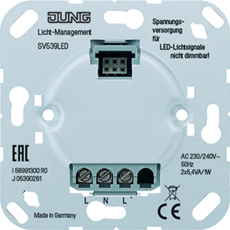 Jung SV 539 LED Power Supply, AC 230 V, Connections: L, N, L', for LED Light Signal