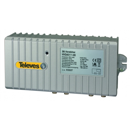 Televes HVG40111-65 BK-Guss-Verstärker 40 dB, CTB 111 dB, 5-1006 MHz, RK 30 dB, IP65 X2227