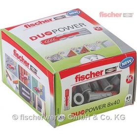 Fischer 535455 DUOPOWER 8X40 LD Universal Dowel Das Duo aus Power und Schlauer – 100 pieces