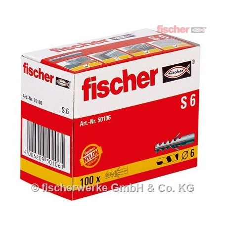 Fischer 50106 S 6 Nylondübel – 100 Stück