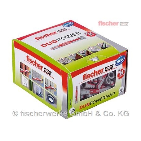 Fischer 538250 DUOPOWER 6X50 LD Universaldübel-Das Duo aus Power und Schlauer – 100 Stück