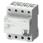 Siemens 5SV3644-4 FI protection switch type B 40A 3+N-pol. 300mA 400V 4TE short-term zoomed.
