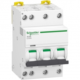 Schneider A9N21729 Circuit breaker idpn, 3P + N 3 TE, 13A, C-characteristics, 6ka